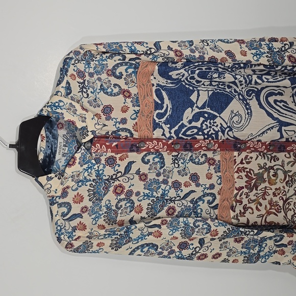 {Vincente} Women's Paisley Print Tunic Duster - Size Medium - Picture 3 of 15